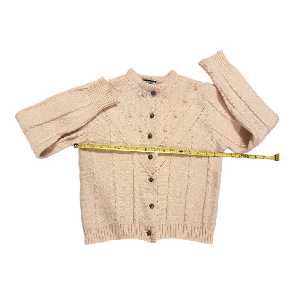Achalm Strick German Virgin Wool Vintage Cardigan Cream Cable Knit Size Small - Picture 6 of 13